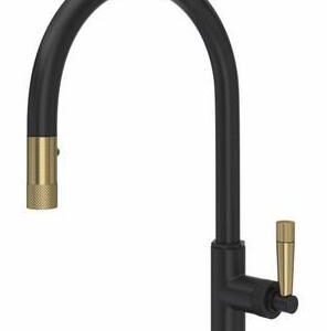 Graceline Kitchen Faucet with Pulldown Spray - Matte Black/Antique Gold MB7930LMMBA-2 Rohl