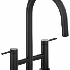 Azure Bridge Kitchen Faucet with Pulldown Spray - Black AZ400BK RIOBEL