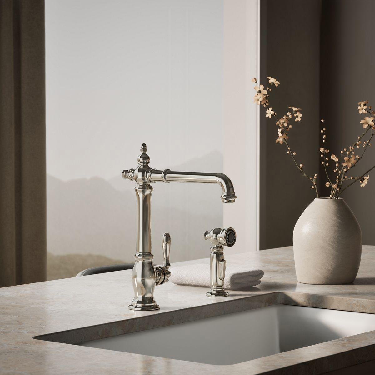 Artifacts Kitchen Faucet with Side Spray - Vibrant Polished Nickel 99265-SN Kohler - Image 12