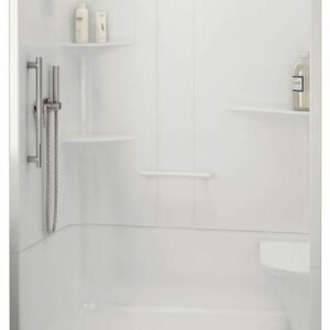 Allia 60" x 34" LH Drain Alcove 2-Piece Shower with RH Seat - White 107003-000-001-005 Maax
