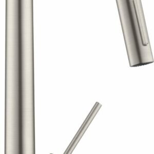 Axor Starck Kitchen Faucet with Pulldown Spray - Steel Optic 12806801 Axor