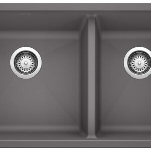 Precis U 1-3/4 2 Bowl Silgranit Undermount Kitchen Sink - Cinder 401396 Blanco