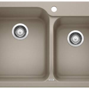 Vision 1-3/4 2 Bowl Silgraint Drop-In Kitchen Sink - Truffle 401137 Blanco