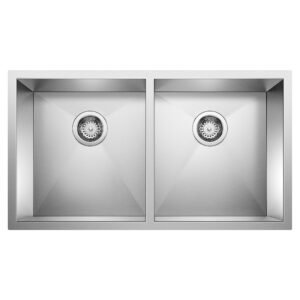 Precision U 2 Bowl Undermount Kitchen Sink - Stainless 400399 Blanco