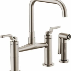 Litze Bridge Faucet with Square Spout and Industrial Handle - Stainless 62554LF-SS Brizo