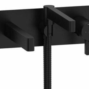 Paradox Wall Mount Tub Filler Trim with Hand Shower - Black TPX21BK RIOBEL
