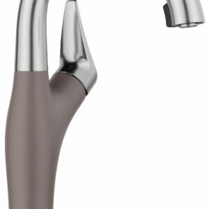 Artona Bar Faucet with Hidden Pulldown Spray - Pvd Steel/Volcano Gray 443042 Blanco