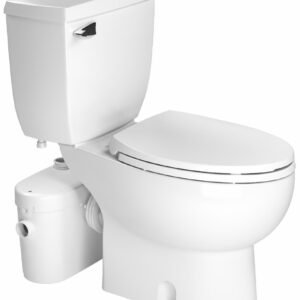SaniAccess2 Elongated Toilet Combo with Macerating Pump for Half Bathroom Application - White 081 + 087 + 005 Saniflo