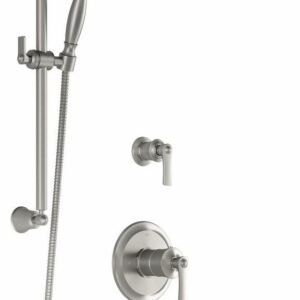 Rustik TD2 Thermostatic Shower System with Vertical Ceiling Arm (Less Valves) - Pure Nickel BF1520-125-001 Kalia