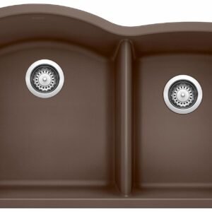 Diamond U 1-3/4 2 Bowl Low Divide Siligrant Undermount Kitchen Sink - Cafe 400309 Blanco
