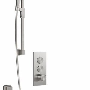 Moroka TB2 Premia Thermostatic Push-Button Shower System with Wall Arm - Pure Nickel BF2095-125-200 Kalia